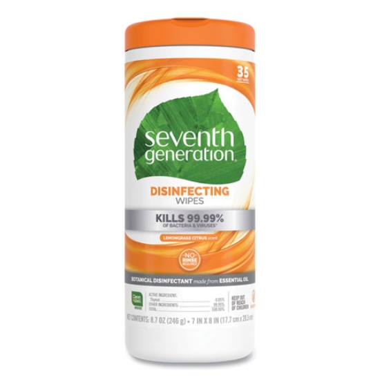 Picture of Botanical Disinfecting Wipes, 8 x 7, Lemongrass Citrus, White, 35 Count, 12/Carton