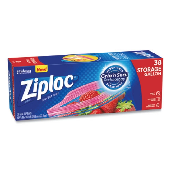 Picture of Double Zipper Storage Bags, 1 Gal, 1.75 Mil, 10.56" X 10.75", Clear, 38/box