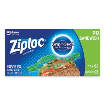 Picture of Resealable Sandwich Bags, 1.2 mil, 6.5" x 5.88", Clear, 90 Bags/Box, 12 Boxes/Carton