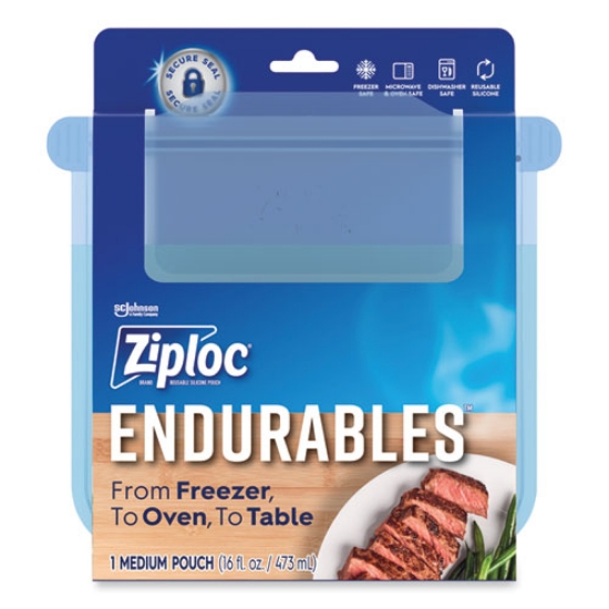Picture of Endurables Silicone Pouches, 2 Cups, 4.4 x 7.9, Clear, 8/Carton