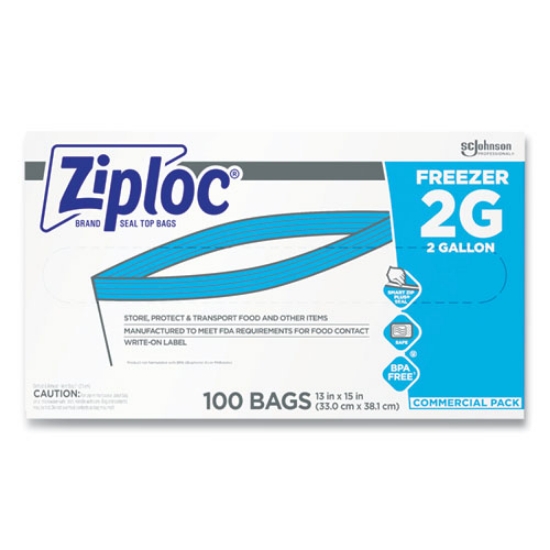 Picture of Double Zipper Freezer Bags, 2 Gal, 2.7 Mil, 13" X 15.5", Clear, 100/carton
