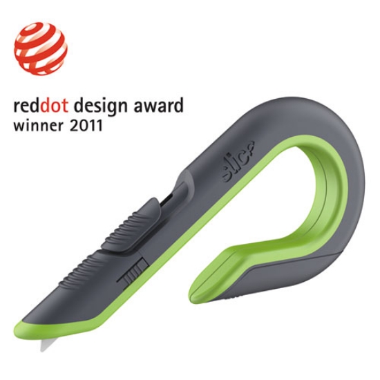Picture of Box Cutters, Double Sided, Replaceable, 1.29" Stainless Steel Blade, 7" Nylon Handle, Gray/Green