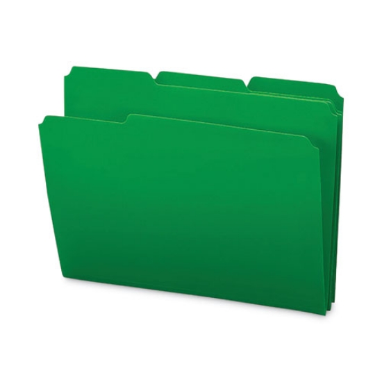 Picture of Top Tab Poly Colored File Folders, 1/3-Cut Tabs: Assorted, Letter Size, 0.75" Expansion, Green, 24/Box