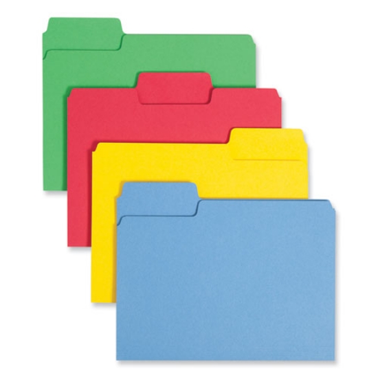 Picture of SuperTab Colored File Folders, 1/3-Cut Tabs: Assorted, Letter Size, 0.75" Expansion, 11-pt Stock, Color Assortment 1, 100/Box