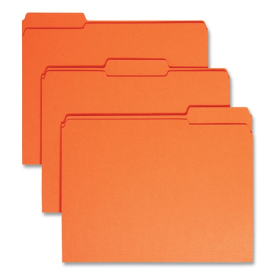 Picture of Reinforced Top Tab Colored File Folders, 1/3-Cut Tabs: Assorted, Letter Size, 0.75" Expansion, Orange, 100/Box