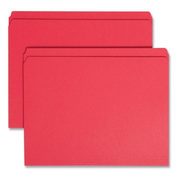 Picture of Reinforced Top Tab Colored File Folders, Straight Tabs, Letter Size, 0.75" Expansion, Red, 100/Box