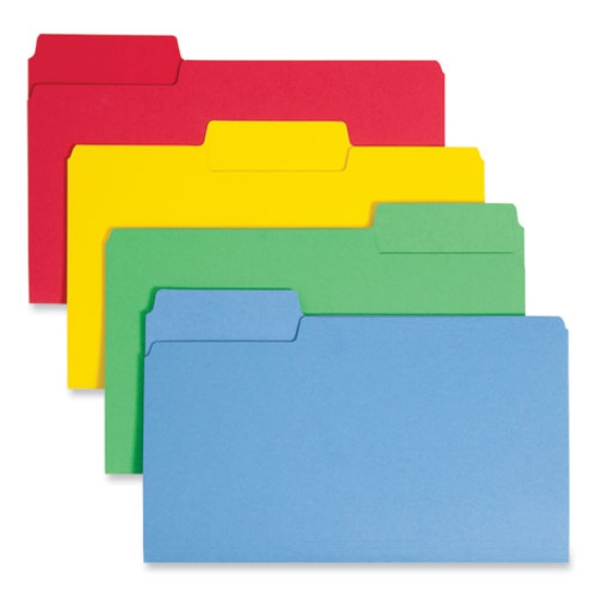 Picture of SuperTab Colored File Folders, 1/3-Cut Tabs: Assorted, Legal Size, 0.75" Expansion, 14-pt Stock, Assorted Colors, 50/Box