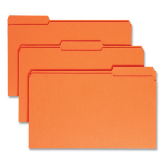 Picture of Reinforced Top Tab Colored File Folders, 1/3-Cut Tabs: Assorted, Legal Size, 0.75" Expansion, Orange, 100/Box