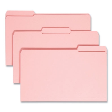 Picture of Reinforced Top Tab Colored File Folders, 1/3-Cut Tabs: Assorted, Legal Size, 0.75" Expansion, Pink, 100/Box