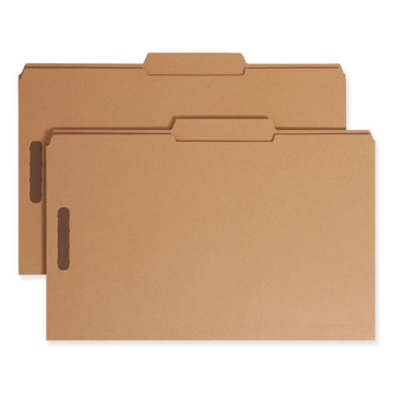 Picture of Top Tab Fastener Folders, Guide-Height 2/5-Cut Tabs, 0.75" Expansion, 2 Fasteners, Legal Size, 11-pt Kraft, 50/Box