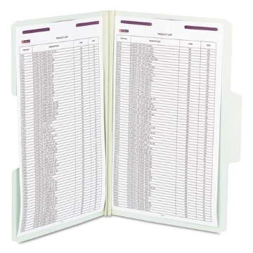 Picture of SuperTab Pressboard Fastener Folders with Two SafeSHIELD Fasteners, 2" Expansion, Legal Size, Gray-Green, 25/Box