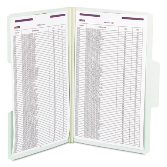 Picture of SuperTab Pressboard Fastener Folders with Two SafeSHIELD Fasteners, 2" Expansion, Legal Size, Gray-Green, 25/Box