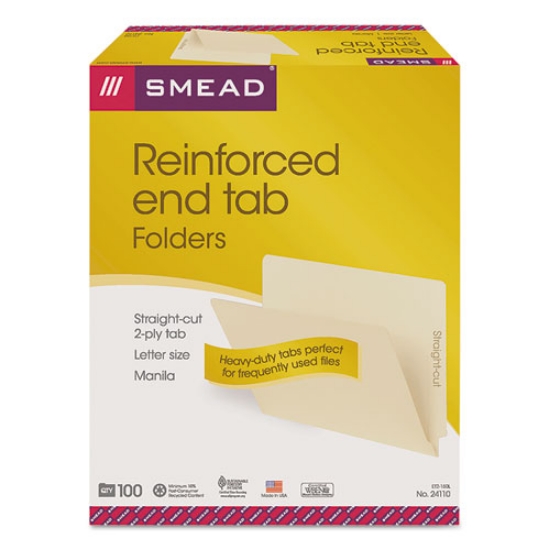Picture of Heavyweight Manila End Tab Folders, 9.5" High Front, Straight Tabs, Letter Size, 0.75" Expansion, Manila, 100/Box