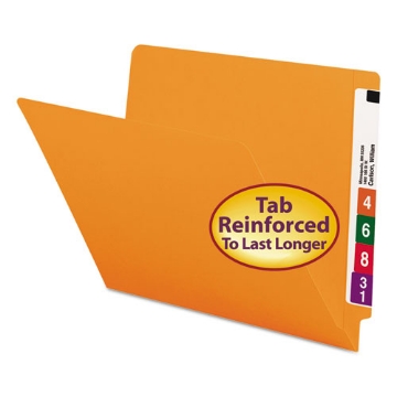 Picture of Shelf-Master Reinforced End Tab Colored Folders, Straight Tabs, Letter Size, 0.75" Expansion, Orange, 100/Box