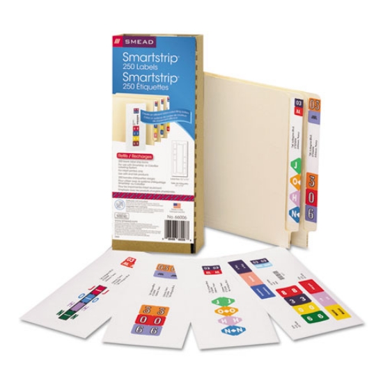 Picture of Color-Coded Smartstrip Refill Label Forms, Inkjet Printer, Assorted, 1.5 X 7.5, White, 250/pack