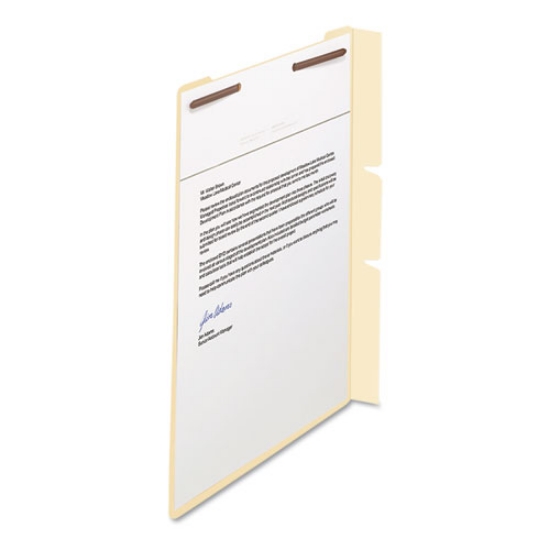 Picture of Self-Adhesive Folder Dividers with Twin-Prong Fasteners for Top/End Tab Folders, 1 Fastener, Letter Size, Manila, 100/Box