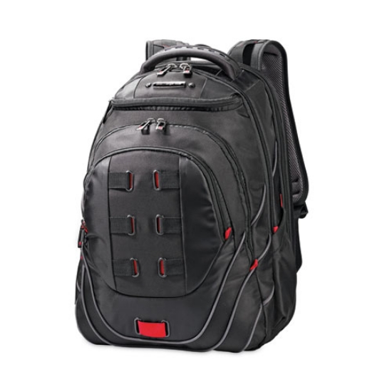 Picture of Tectonic PFT Backpack, Fits Devices Up to 17", Ballistic Nylon, 13 x 9 x 19, Black/Red