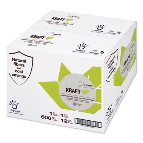 Picture of Heavenly Soft Hardwound Paper Towel, Kraft, 1-Ply, 7.8" x 600 ft, Brown, 12 Rolls/Carton