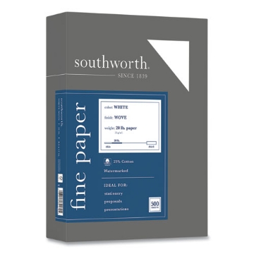 Picture of 25% Cotton Business Paper, 95 Bright, 20 lb Bond Weight, 8.5 x 11, White, 500 Sheets/Ream