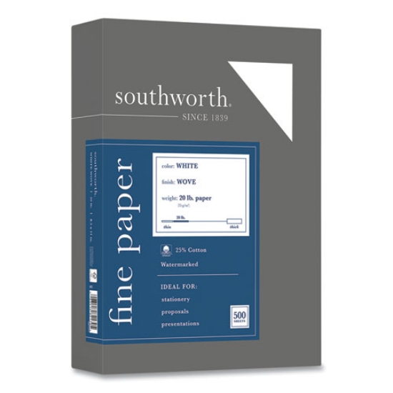 Picture of 25% Cotton Business Paper, 95 Bright, 20 lb Bond Weight, 8.5 x 11, White, 500 Sheets/Ream