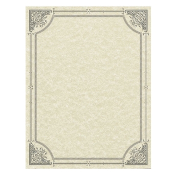 Picture of Parchment Certificates, Vintage, 8.5 X 11, Ivory With Silver Foil Border, 50/pack