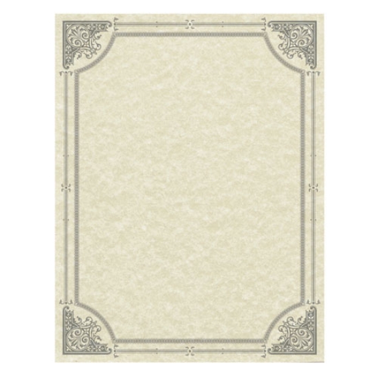 Picture of Parchment Certificates, Vintage, 8.5 X 11, Ivory With Silver Foil Border, 50/pack