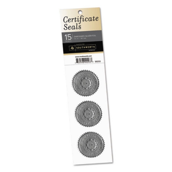 Picture of Certificate Seals, 1.75" dia, Silver, 3/Sheet, 5 Sheets/Pack