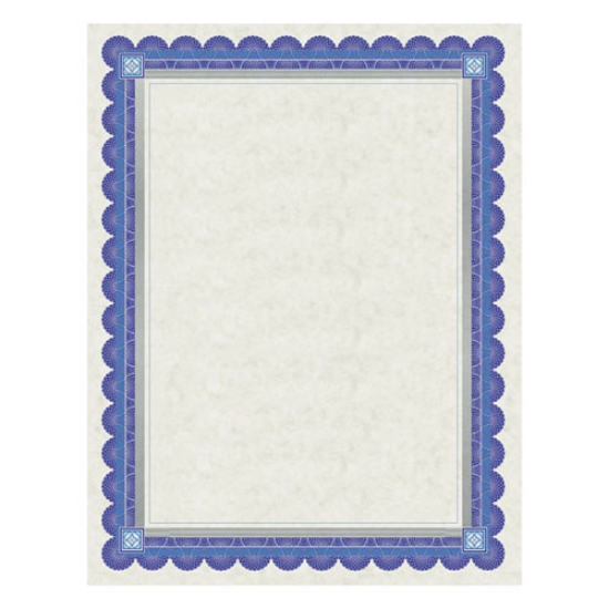Picture of Parchment Certificates, Academic, 8.5 X 11, Ivory With Blue/silver Foil Border, 15/pack