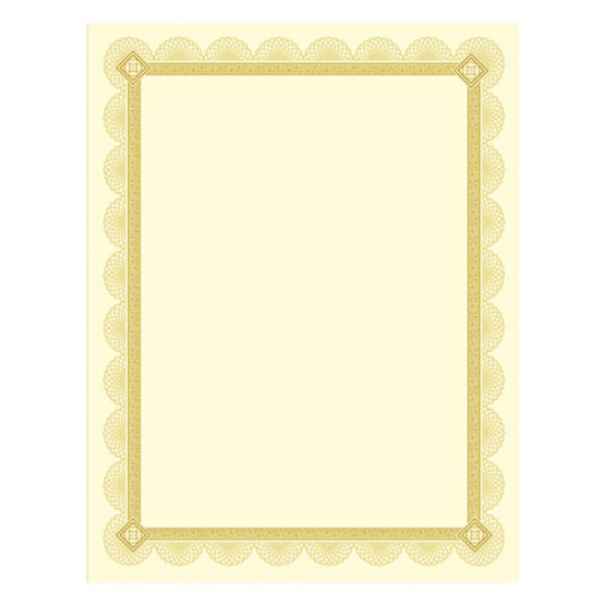 Picture of Premium Certificates, 8.5 X 11, Ivory/gold With Spiro Gold Foil Border,15/pack