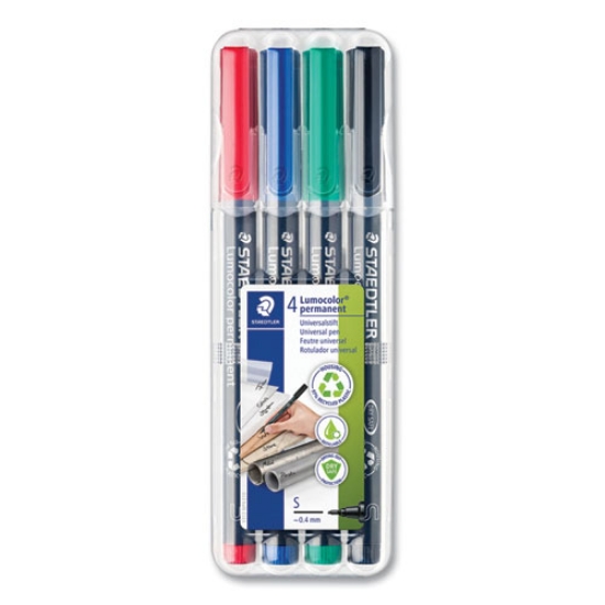 Picture of Lumocolor Permanent Marker Pen, Porous Point, Extra-Fine, 0.4 mm, Assorted Ink Colors/Barrel, 4/Pack