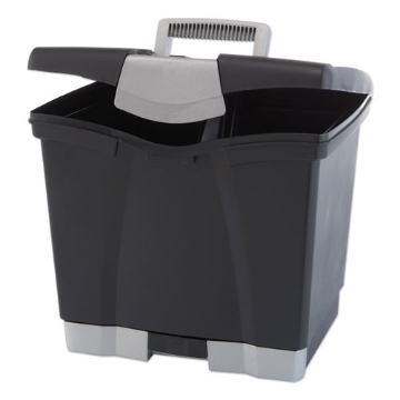Picture of Portable File Box With Drawer, Letter Files, 14" X 11.25" X 14.5", Black