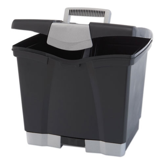 Picture of Portable File Box With Drawer, Letter Files, 14" X 11.25" X 14.5", Black