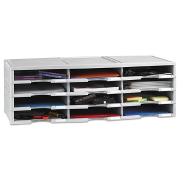 Picture of STOREX LITERATURE ORGANIZER, 12 COMPARTMENTS, 10.63 X 13.3 X 31.4, GRAY