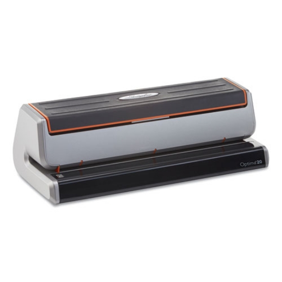 Picture of 20-Sheet Optima 20 Electric Punch, Three-Hole, 9/32" Holes, Silver/black