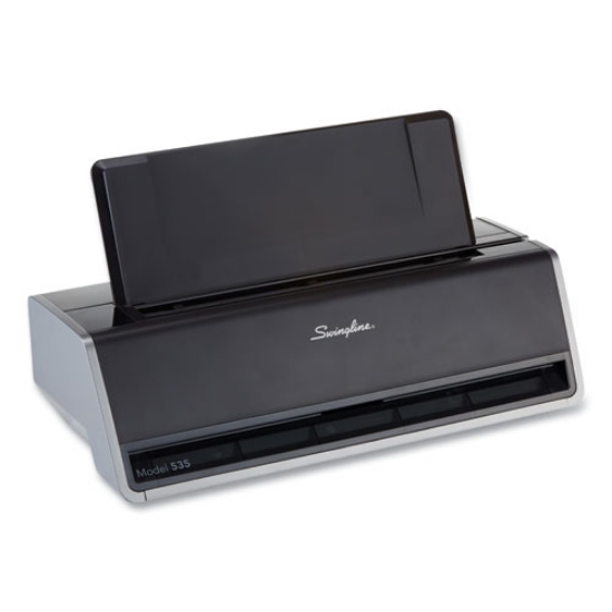 Picture of 28-Sheet Commercial Electric Three-Hole Punch, 9/32" Holes, Black/silver