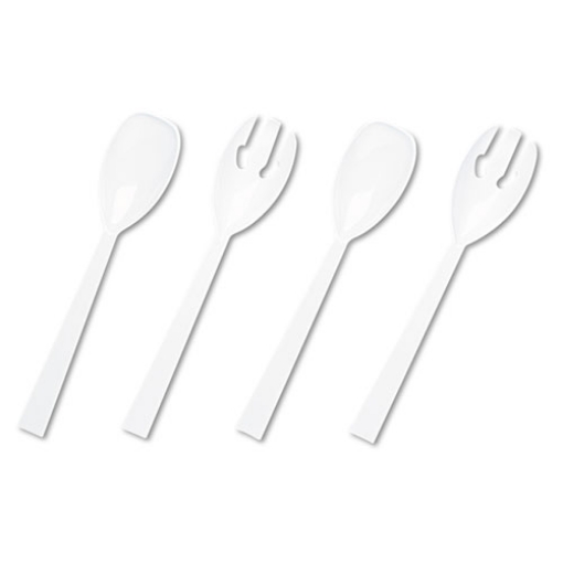 Picture of Table Set Plastic Serving Forks And Spoons, White, 24 Forks, 24 Spoons Per Pack
