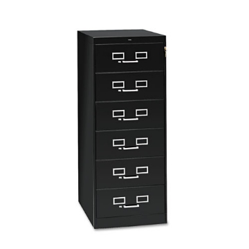 Picture of Six-Drawer Multimedia/card File Cabinet, Black, 21.25" X 28.5" X 52"