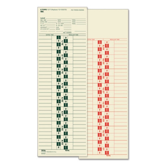 Picture of Time Clock Cards, Replacement For 10-100372/1950-9361, Two Sides, 3.5 X 10.5, 500/box