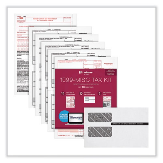 Picture of 1099-MISC Five-Part Laser Forms and Envelopes, Fiscal Year: 2023, 5-Part Carbonless, 8 x 5, 2 Forms/Sheet, 10 Forms Total