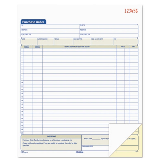 Picture of Purchase Order Book, 22 Lines, Two-Part Carbonless, 8.38 x 10.19, 50 Forms Total