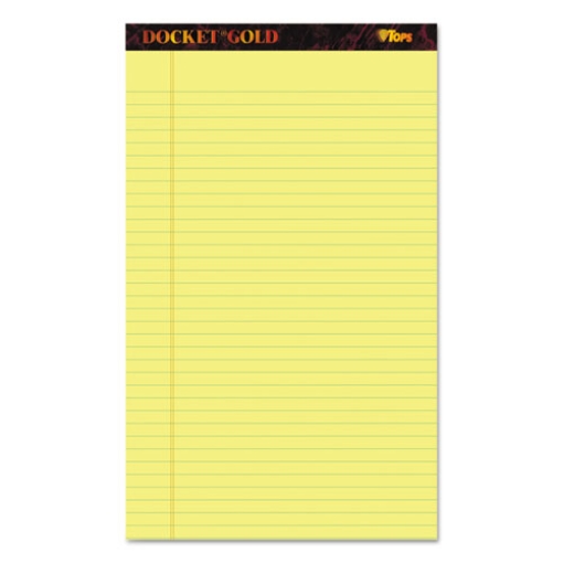 Picture of Docket Gold Ruled Perforated Pads, Wide/legal Rule, 50 Canary-Yellow 8.5 X 14 Sheets, 12/pack