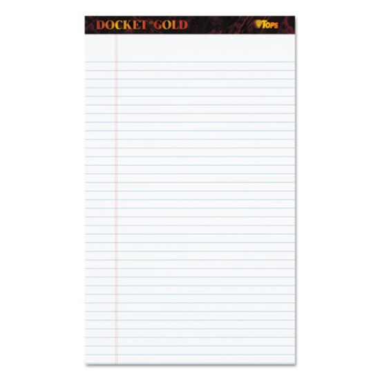 Picture of Docket Gold Ruled Perforated Pads, Wide/legal Rule, 50 White 8.5 X 14 Sheets, 12/pack