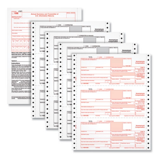 Picture of 1099-NEC Continuous Tax Forms, Fiscal Year: 2023, Four-Part Carbonless, 8.5 x 5.5, 2 Forms/Sheet, 600 Forms Total