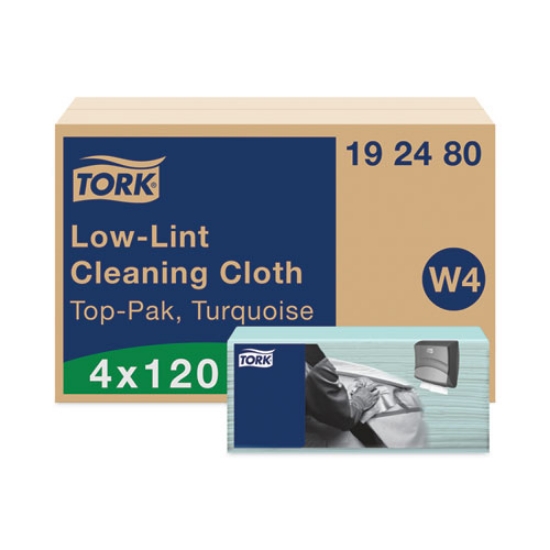 Picture of Low-Lint Cleaning Cloth, 1-Ply, 14 x 16.34, Unscented, Turquoise, 120/Pack, 4 Packs/Carton