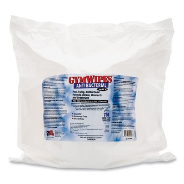 Picture of Antibacterial Gym Wipes Refill, 1-Ply, 6 x 8, Unscented, White, 700 Wipes/Pack, 4 Packs/Carton