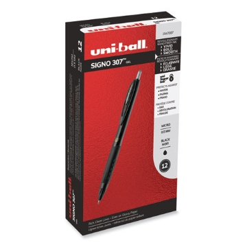 Picture of 307 Gel Pen, Retractable, Fine 0.5 mm, Black Ink, Black Barrel, Dozen