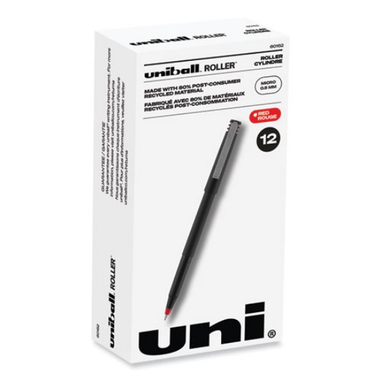 Picture of Roller Ball Pen, Stick, Extra-Fine 0.5 mm, Red Ink, Black/Red Barrel, Dozen