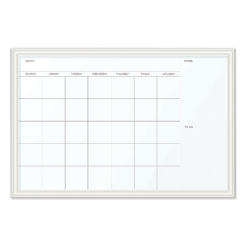 Picture of Magnetic Dry Erase Calendar with Decor Frame, One Month, 30 x 20, White Surface, White Wood Frame