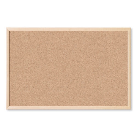 Picture of Cork Bulletin Board, 35 x 23, Tan Surface, Birch Wood Frame
