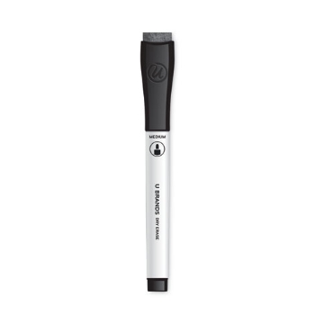 Picture of Chisel Tip Low-Odor Dry-Erase Markers With Erasers, Broad Chisel Tip, Black, Dozen